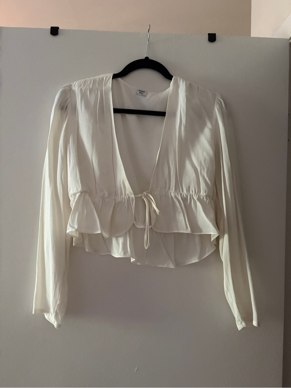 Sunday Best Ruffle Tie-Front Long Sleeve Top